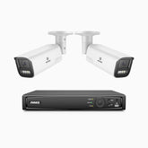 HZ804 - 4K 8 Kanal PoE Dome Überwachungskamera-Set mit 2 Kameras, 4X Optischer Zoom, 2,8-12 MM motorisiertes Varifokalobjektiv, Intelligente Zwei Lichtern Nachtsicht, Bewegungserkennung 2.0, Eingebautes Mikrophon, Alarmierung mit sirene und blitzlicht